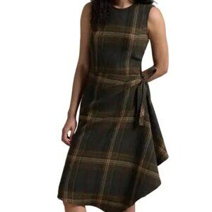 Polo Ralph Lauren Plaid Sleeveless Wool Blend Faux Wrap Dress